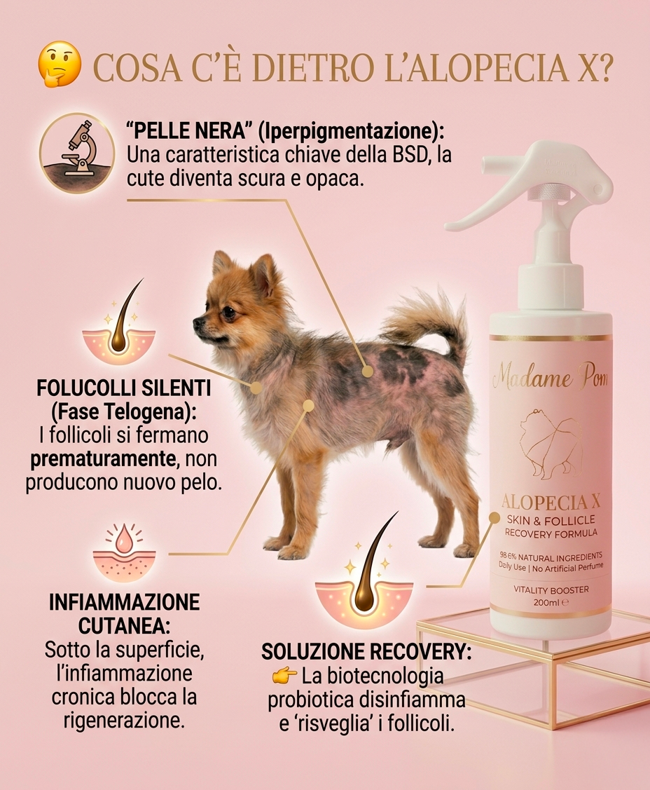 Lozione Rigenerante per la Malattia della Pelle Nera (BSD) e Alopecia X Pomeranian