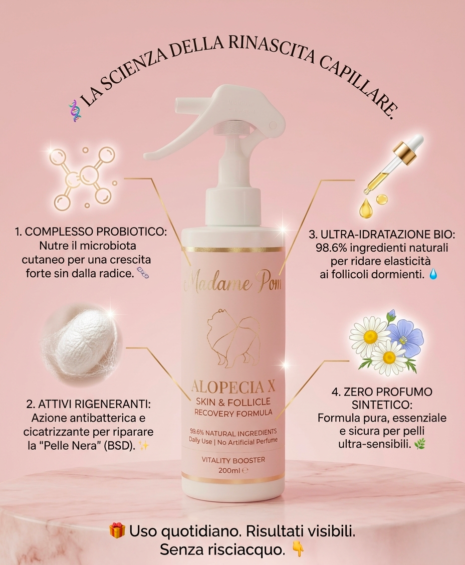 Lozione Rigenerante per la Malattia della Pelle Nera (BSD) e Alopecia X Pomeranian